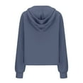 thumbnail image 6 of Ladies Tops Fall Winter Loose Fit Hooded Long-sleeved Bell Off the Shoulder Hoody Solid Color Hoodie Cotton Sweatshirt(BU1,L), 6 of 6