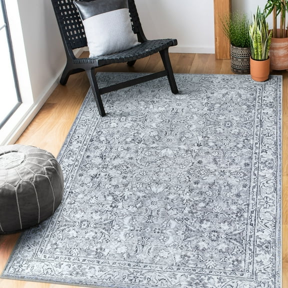 Bohemian Medallion Geometric Indoor Power-Loomed Area Rug, 5' 7" x 8' 9", Charcoal by Blue Nile Mills
