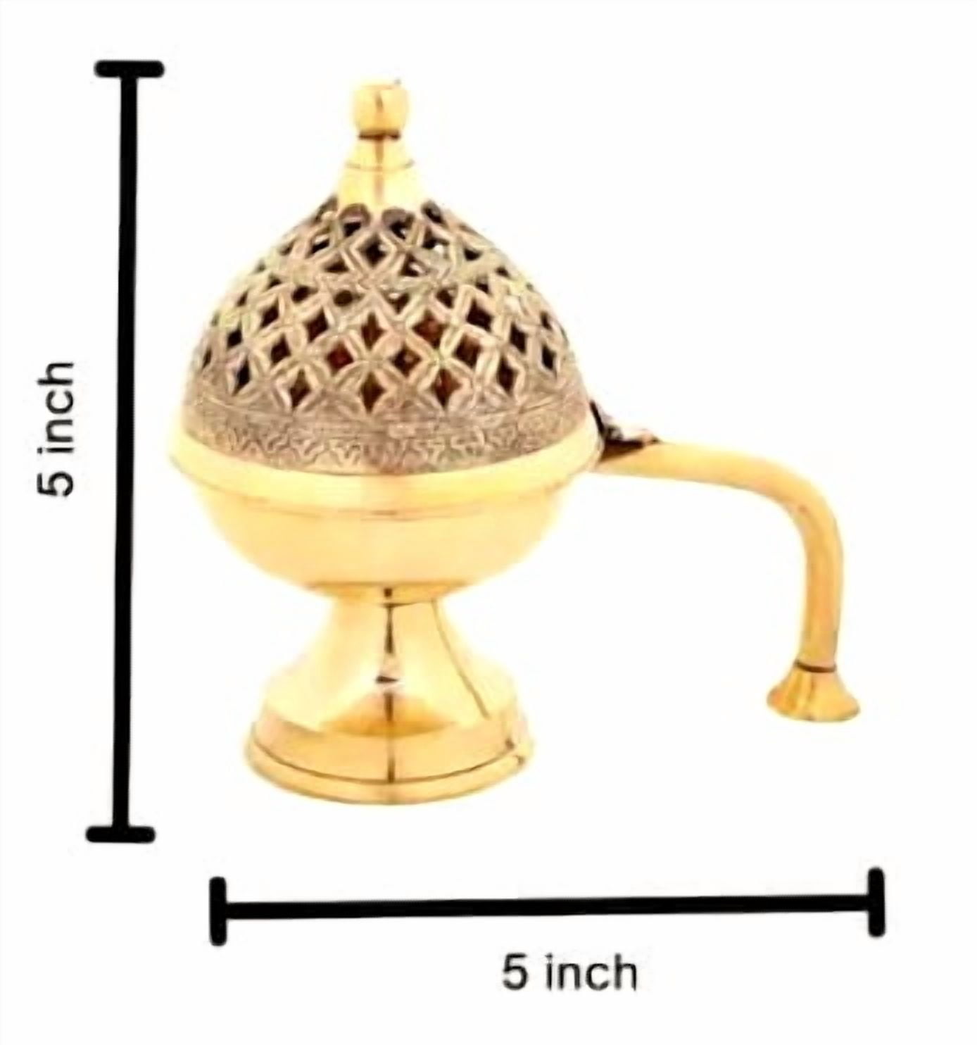 RATAN ENTERPRISES Brass Dhuna Dhoop Dani Incense Burner Holder with Handle, Home Purifying for Home, Offices & Temples.