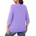 thumbnail image 6 of Yubnlvae Women's Plus-Size 3/4 Sleeve Tops & Blouses Plus Size Tunic Tops for Womenclearance! Solid, Round Neck, Purple, Xxl, 6 of 7
