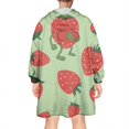 thumbnail image 2 of Strawberry Plants Fruit Character Green Pattern Wearable Oversized Blanket,Wearable Blanket Hoodie for Adults,Cozy Hooded Blankets with Super Pockets,Super Warm Fuzzy Pullover for Women & Men, 2 of 6
