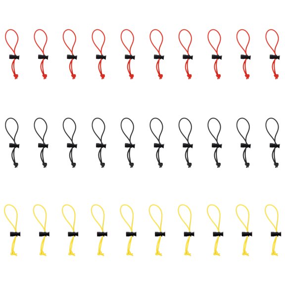 30pcs Elastic Cable Tie 5.9" Multipurpose Cable Tie, Black/Yellow/Red