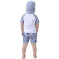 thumbnail image 3 of StylesILove Kid Boys Chic Graphic Rash Guard with Swim Hat 3pcs Swimsuit Pool Party Swimwear Beach Bathing Suit (Blue Dinosaur, 130/4T), 3 of 7