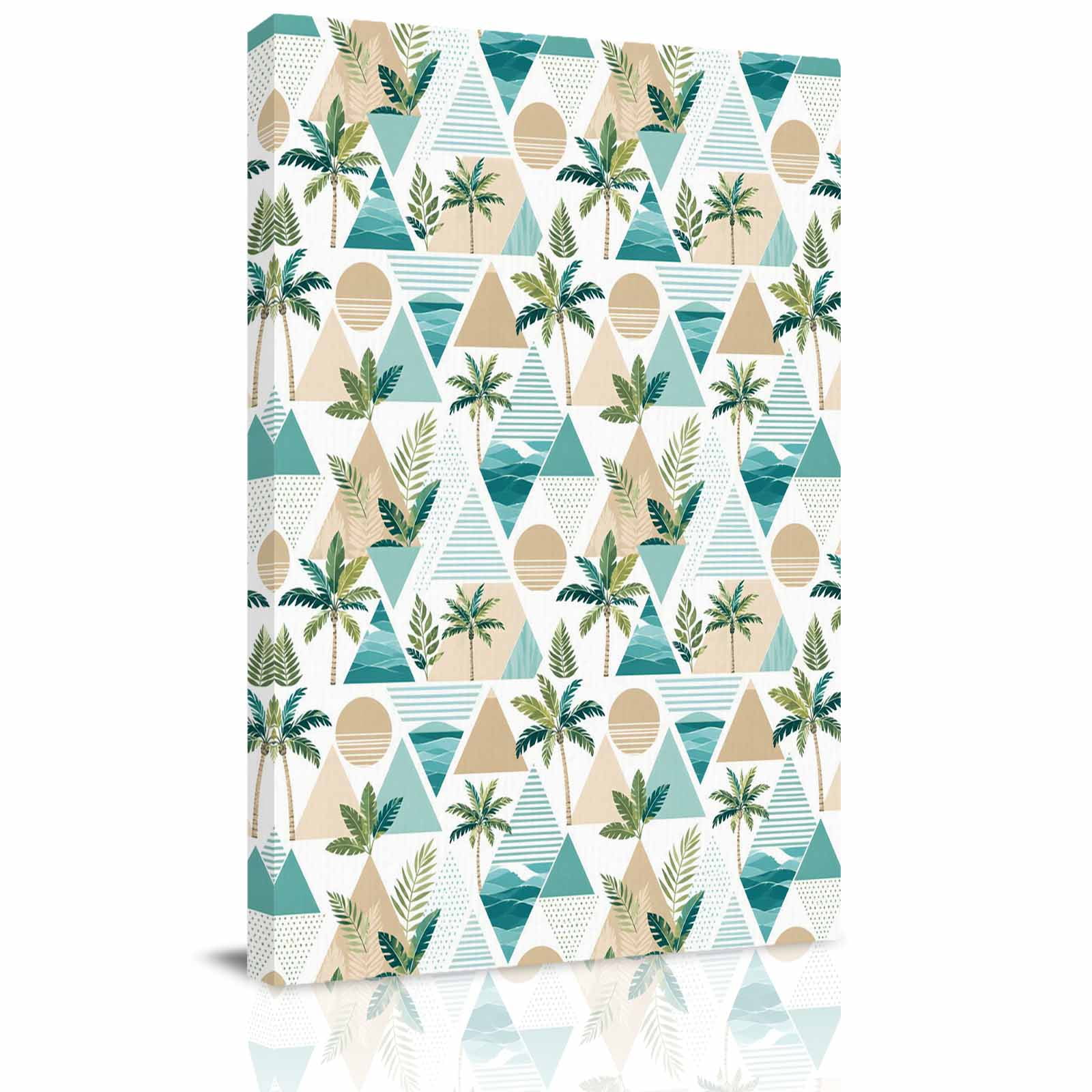 Canvas Wall Art Coastal Botanical Framed Canvas Prints for Living Room Office Tropical Palm Tree Abstract Geometric Extra Large Gallery Wrapped Wall Decor for Home Office Gifts 24 x32