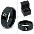 thumbnail image 4 of Tungsten Utah The Beehive State Train Band Ring 8mm Men Women Comfort Fit Black Beveled Edge Polished, 4 of 4