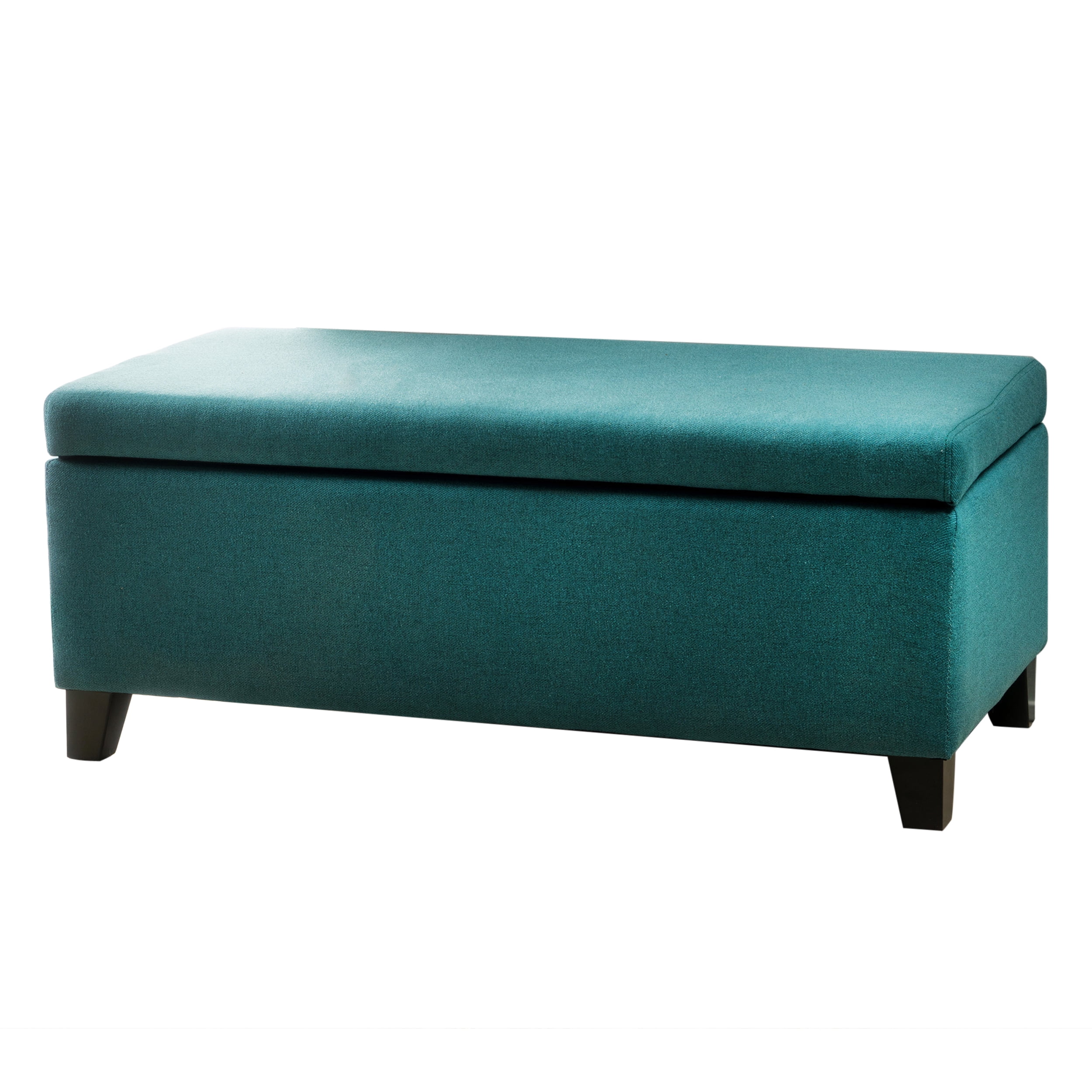 Noble House Caraway Contemporary Fabric Upholstered Storage Ottoman, Dark Teal
