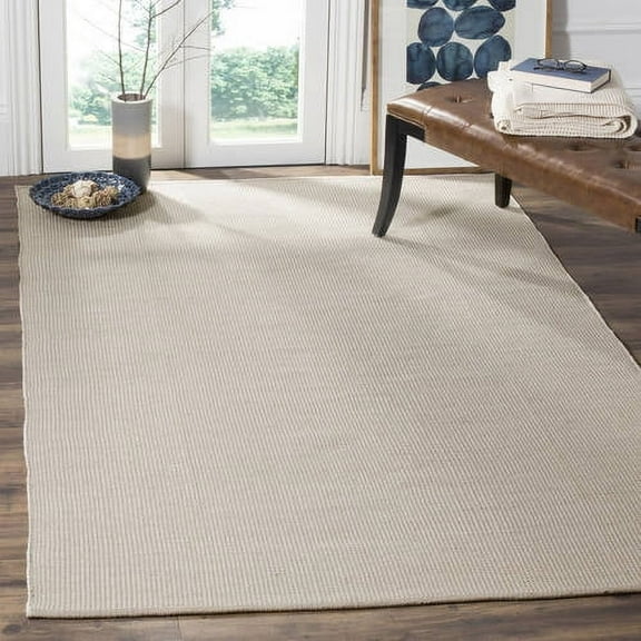 SAFAVIEH Montauk Sampson Geometric Dots Cotton Area Rug, Ivory/Grey, 6' x 6' Round