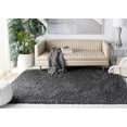 thumbnail image 4 of SAFAVIEH August Sophia Solid Shag Area Rug, Charcoal, 6'7" x 6'7" Square, 4 of 9