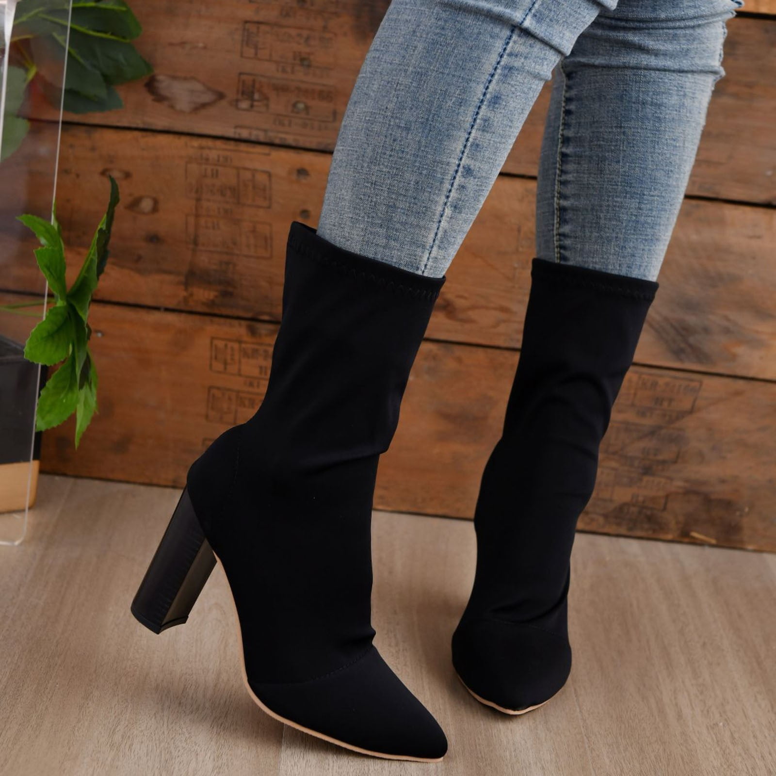 High heel mid calf boots sale