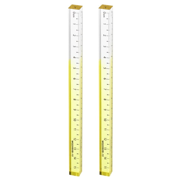 Uxcell 2pcs Acrylic Clear Straight Rulers 15cm Metric Transparent Gradient Three-Dimensional Plastic Ruler Square Cube Measuring Tool for Classroom Office, Yellow