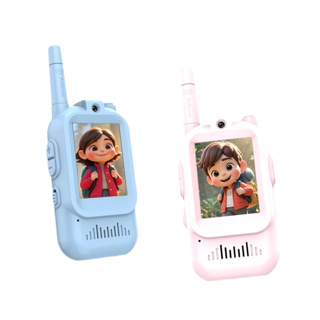 2 walkie-talkies con video y interfono recargable para niños de 3 a 12 años. Rosa Azul