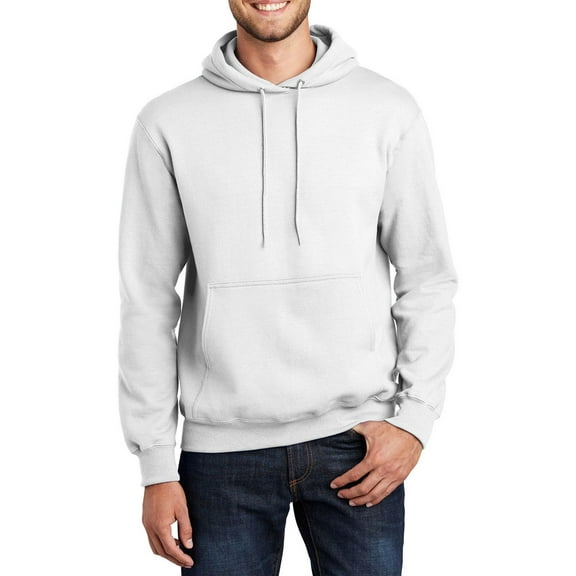 Just Blanks Tall Essential Fleece Pullover Hooded Sweatshirt , White, 4XLT