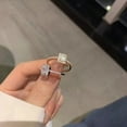 thumbnail image 3 of ZHaobin French Retro Zircon Ring Simple Gold Color Acrylic Crystal Ring for Women Trendy Fashion Jewelry Accessories Adjustable Ring (JZ394,resizable), 3 of 7