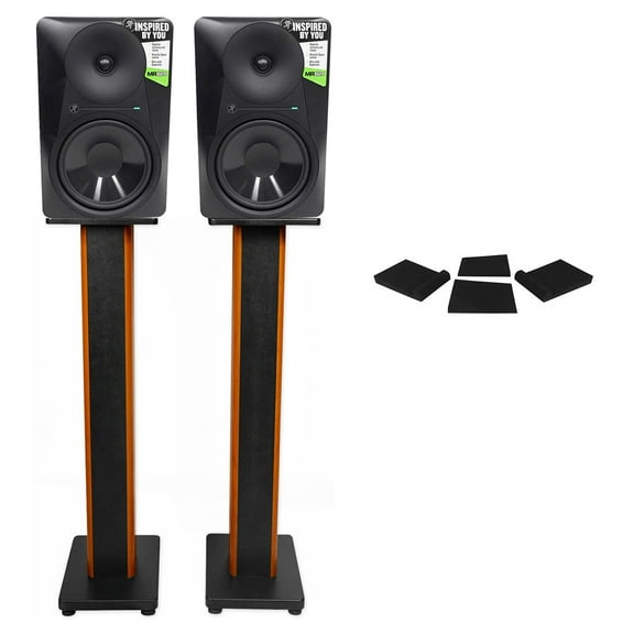 (2) Mackie MR824 8” 85w Studio Monitor Speakers 36" Stands Isolation Pads