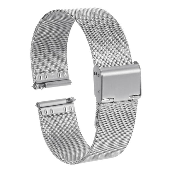 Uxcell Stainless Steel Mesh Watch Band 18mm Quick Release Adjustable Metal Watch Strap for Men Women, Silver Tone