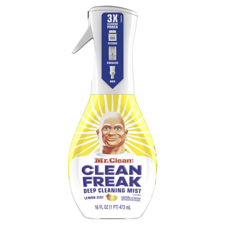 Mr. Clean, Clean Freak Deep Cleaning Mist Multi-Surface Spray, Lemon Zest Scent Starter Kit, 1 count, 16 fl (Best Kitchen Cleaning Supplies)