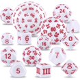 thumbnail image 1 of GFDYREE Ensemble Complet de 15 dés de Jeu Polyédriques D3-D100 avec Sac de Rangement en Cuir pour Jeux de Rôle (Blanc et Rouge), 1 of 7