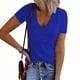 thumbnail image 2 of Tops de Color Sólido para las Mujeres, Manga Corta con Cuello en V Suéter Blusa de Moda para Ocasional, Fiesta Y Trabajo, 2 of 7