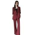 thumbnail image 5 of 3 Pcs/Set Lady Formal Suit Coat Pants Set Turn-down Collar Button Decor Long Sleeves Jacket Loose Pure Color Trousers Casual Commuting Business Outfit, 5 of 8