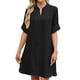 thumbnail image 2 of Vestido Camisero de Verano para Mujer, Informal, de Corta, con Botones y Cuello en V, Talla Grande Negro XXL, 2 of 6