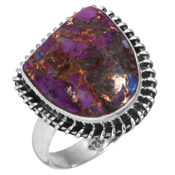 Copper Purple Turquoise 925 Sterling Silver Collectible Ring