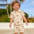 thumbnail image 2 of ANINEO Boys Summer Casual Outfit Sets Short Sleeve Shirt With Patchwork Print Shorts Beach Style Two Piece For Toddler Fashionable Child Clothing Sets, 2 of 9