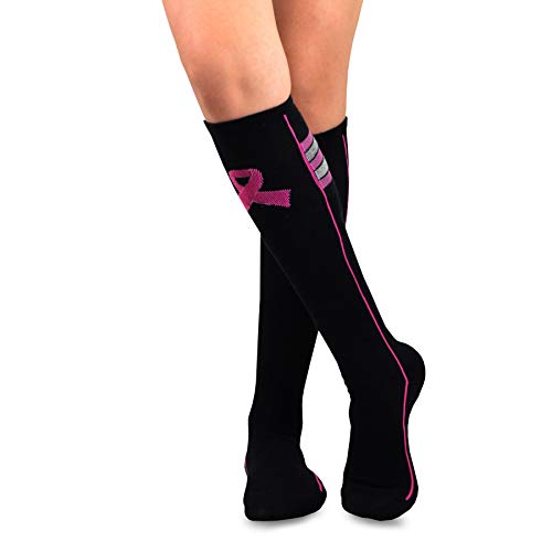 TeeHee Socks Women's Pink Ribbon Bamboo Crew (W1438)