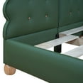 thumbnail image 3 of Full Size Bed Frame with Tufted Headboard, PU Leather Upholstered Platform Bed, Wood Support Legs, No Box Spring Needed, Green, 3 of 9