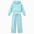 thumbnail image 5 of Zuwimk Toddler Boy Girls Sweatsuit Long Sleeve Hoodie Sweatshirt and Jogger Pants 2PC Sets Fall Clothes Outfit(T044-Sky Blue), 5 of 6