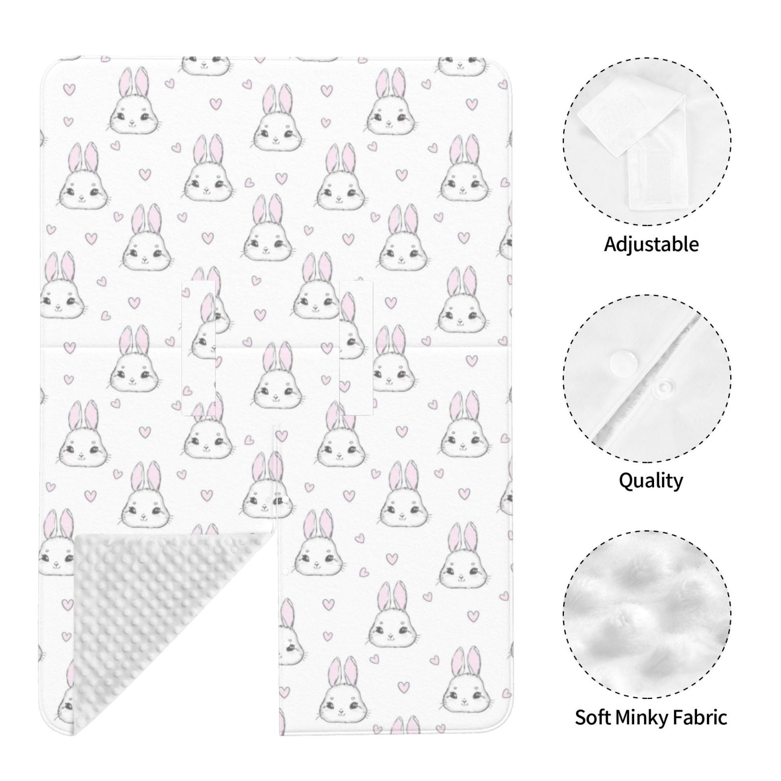 Naloa Heart Rabbit Baby Car Seat Cover, Breathable Baby Carrier Cover, Multiuse Baby Carrier Cover & Nursing Breastfeeding Cover