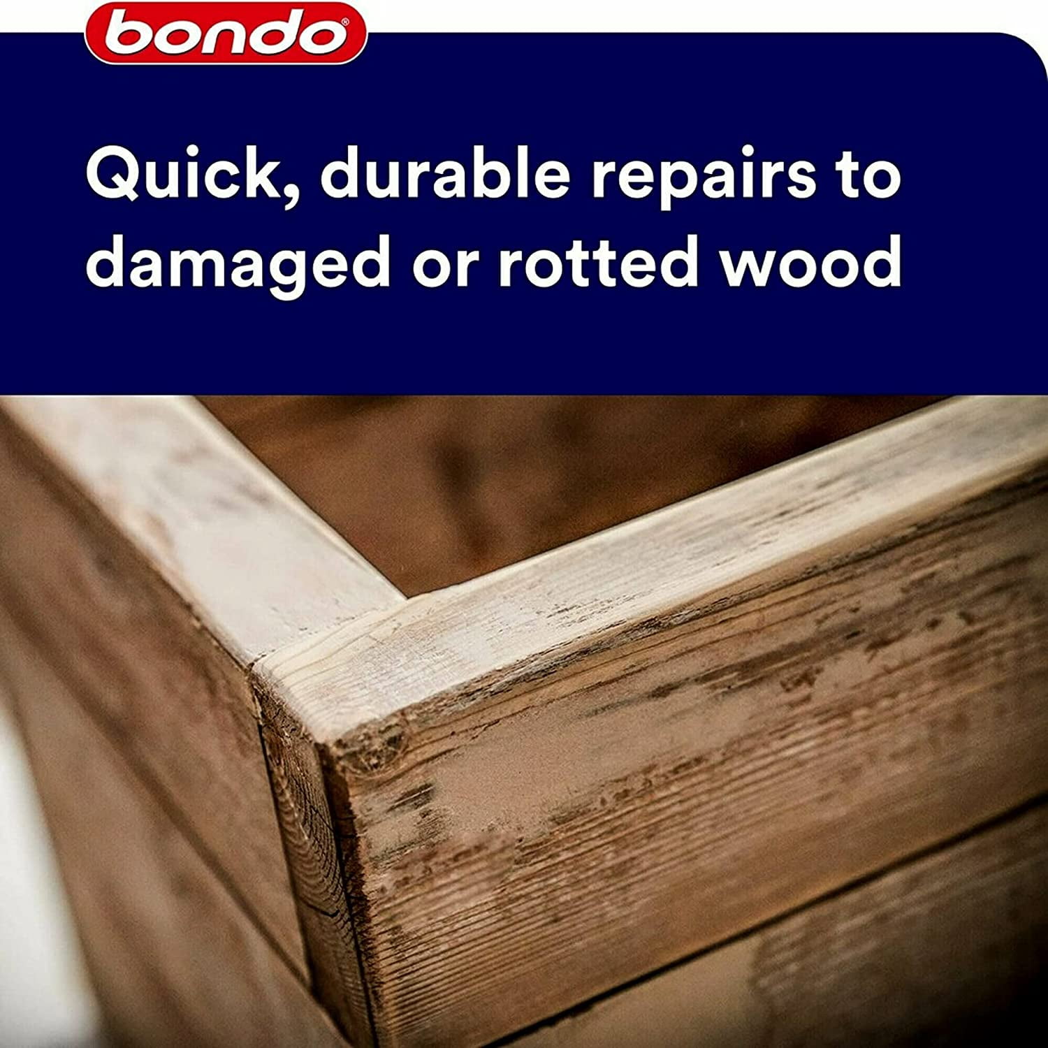 3M Bondo Wood Filler – 30 fl oz, High-Performance Two-Part Formula for Interior and Exterior Wood Repairs, Fast-Curing, Paintable, Stainable
