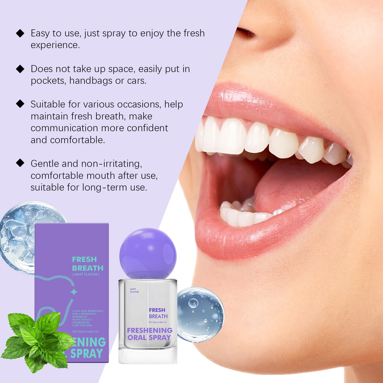Probiotic Oral Spray, Cool Breath Probiotic Spray, Portable Oral Probiotic Breath Spray, Alcohol-Free Oral Spray with Probiotics for Breath Care, Cool Breath Probiotic Spray