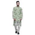 thumbnail image 1 of Atasi Printed Long Sleeve Kurta For Men Button Down Cotton Slub Ethnic Shirt, 1 of 5