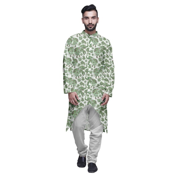 Atasi Long Sleeve Kurta Printed Button Down Asymmetric Designer Kurta For Boys