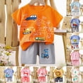 thumbnail image 5 of mgoYE Toddler Baby Boy Clothes 18-24 Months Summer Outfits irls Outfit Short Sleeve Letter T Shirt Top Shorts Set 4Pcs, 5 of 6
