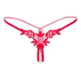 thumbnail image 4 of Women Sexy Tassel Mesh Pearl Briefs Hollow Out Panties Crochet Lace Up Panty Thongs G String Lingerie Underwear, 4 of 4