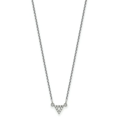 Diamond Triangle Necklace - 14k White Gold AA Qualiity Diamond 6mm Triangle Necklace