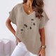 thumbnail image 2 of Camisetas de Cuello en V Mujeres Impresas Manga Corta Camiseta Casual, Ligera Y Básica de las Mujeres Camisetas Casuales, 2 of 4