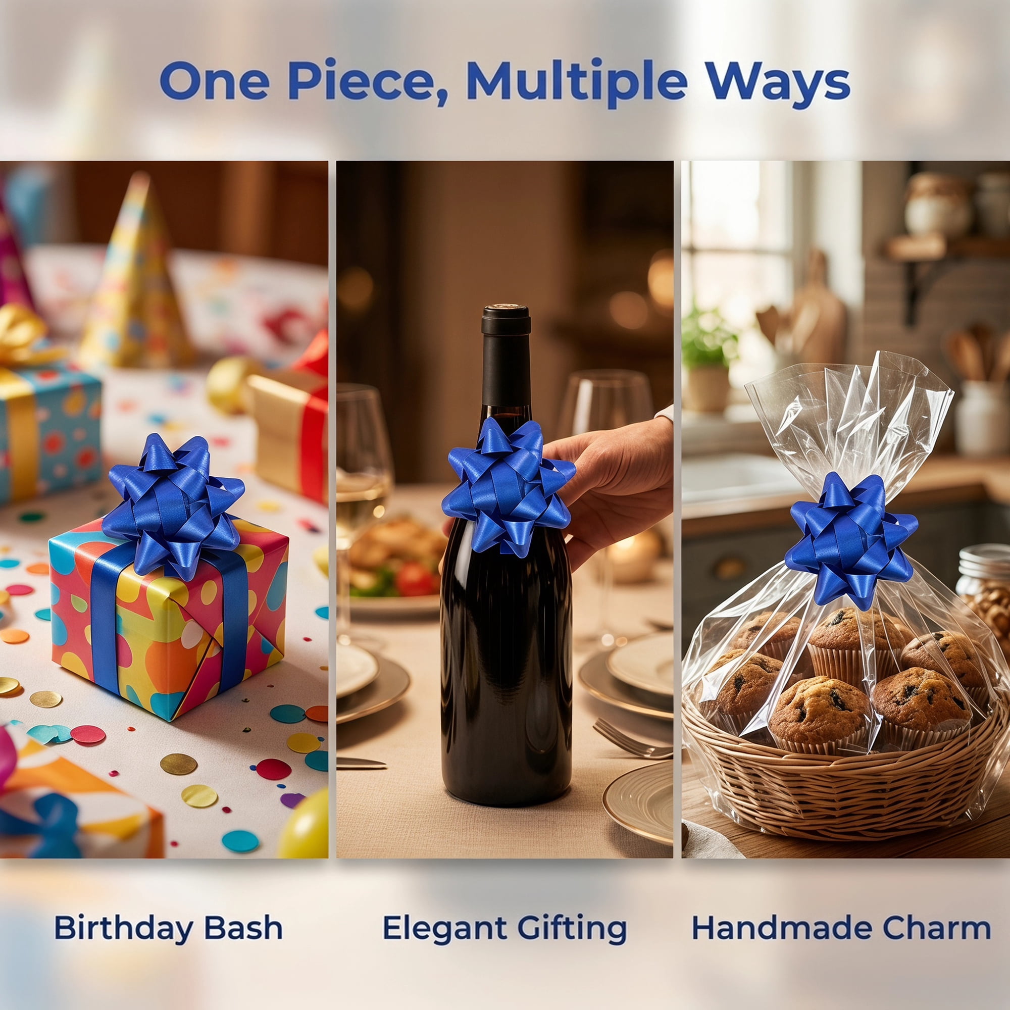 Unique Bargains Pre-Made Gift Bows for Creative Gift Wrapping and Decoration Blue