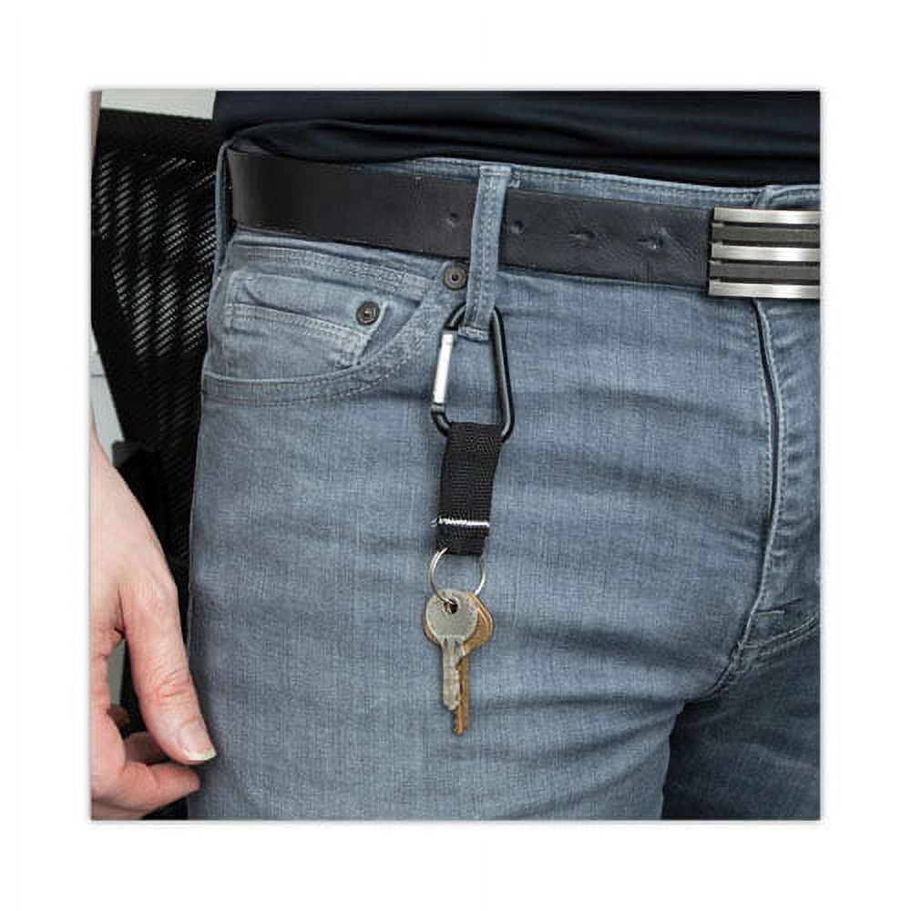 Carabiner Key Chains, Split Key Rings, Aluminum, Black, 10/pack | Bundle of 2