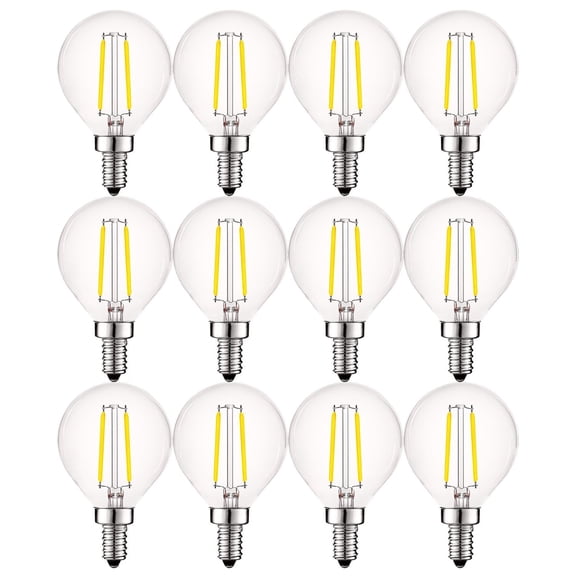 Luxrite G16.5 Edison Dimmable E12 LED Globe Light Bulbs, 4W=40W, 5000K Bright White, 400 Lumens 12-Pack