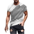 thumbnail image 2 of Fnnxeal Mens Gray 3D Abstract Print Graphic Tee Casual Short Sleeve T-Shirt Polyester Spandex Big and Tall Sizes M to 5XL,Size M, 2 of 4