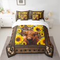 thumbnail image 2 of jejeloiu Cute Highland Cow 7 Pieces Bedding Comforter Set,Rustic Botanical Sunflower Full Bedding Set,Brown Leopard Print Fitted Sheet Flat Sheet For Boys Kids,Super Cozy Room Decor Reversible, 2 of 8