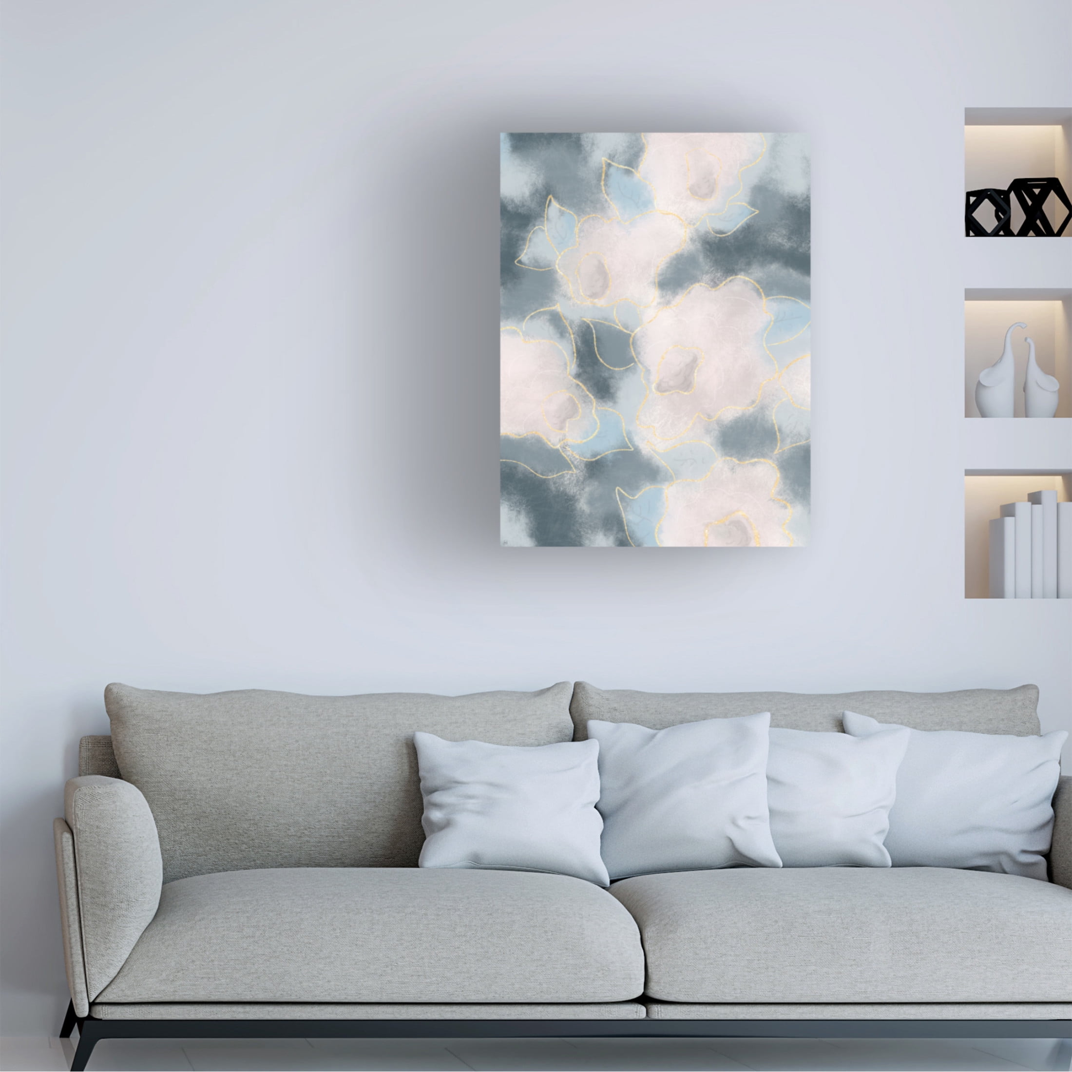 Canvas Wall Art - Line and Brush 'Floral Fibers Soft And Loose' Wall Art for Living Room, Bedroom, or Office Décor by Trademark Fine Art - 14 x 19 Inches
