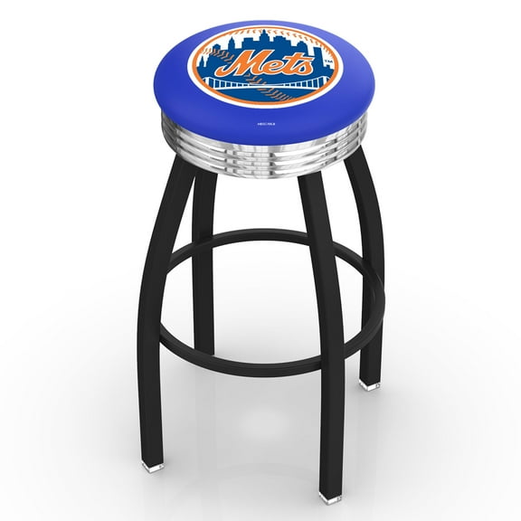 25" L7C3C - Chrome Double Ring Marshall Swivel Bar Stool with 2.5" Ribbed Accent Ring by Holland Bar Stool Company