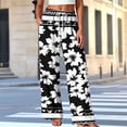 thumbnail image 2 of Ke1Clo High Waist Wide Leg Pants for Women Floral Drawstring Elastic Waist Loose Spring Fall Pants Casual Yoga Lounge Pants Black L, 2 of 5
