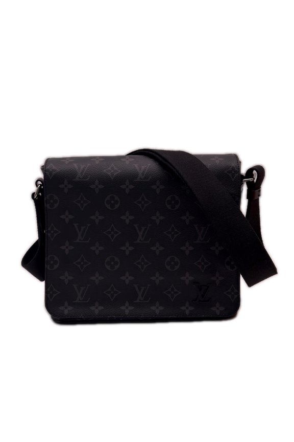 Pre-Owned LOUIS VUITTON Monogram Eclipse District PM M45272 Shoulder Bag Black Gray Leather...