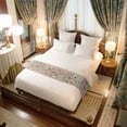 thumbnail image 4 of Marine Life Bed Runner for Twin Size Bed, Retro Sea Star Jellyfish Lobster Linen Texture Soft Bedding Scarf Bedding Protector Slipcover Sofa Throw for Bedroom Hotel Guesthouse, 4 of 8