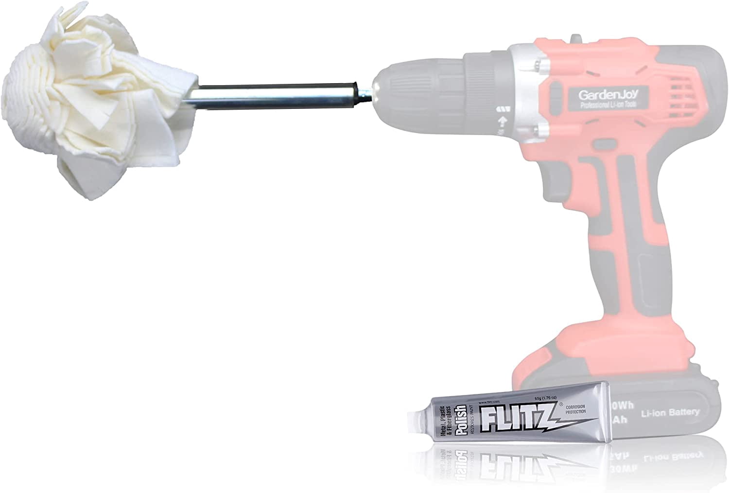Flitz Buff Ball Extra Large (7) – Palla Lucidante Per Trapano Con Tubetto Di Pasta Lucidante Flitz 1,76 Oz
