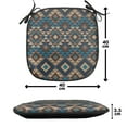 thumbnail image 4 of Ethnic Chair Seating Cushion Set of 4, Knitted Jacquard Illustration Texture Image Geometric Style, Seat Pads for Office with Anti-slip Backing, 16"x16", Brown and Dark Blue, by Ambesonne, 4 of 7